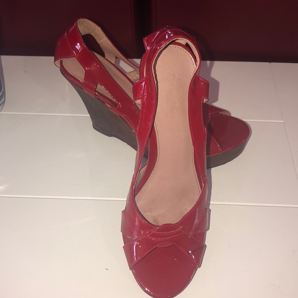 Red Calvin Klein size 6 wedges, worn a few times